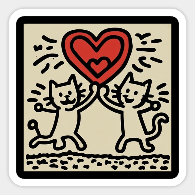 Funny Keith Haring, cats lover Sticker by Art ucef